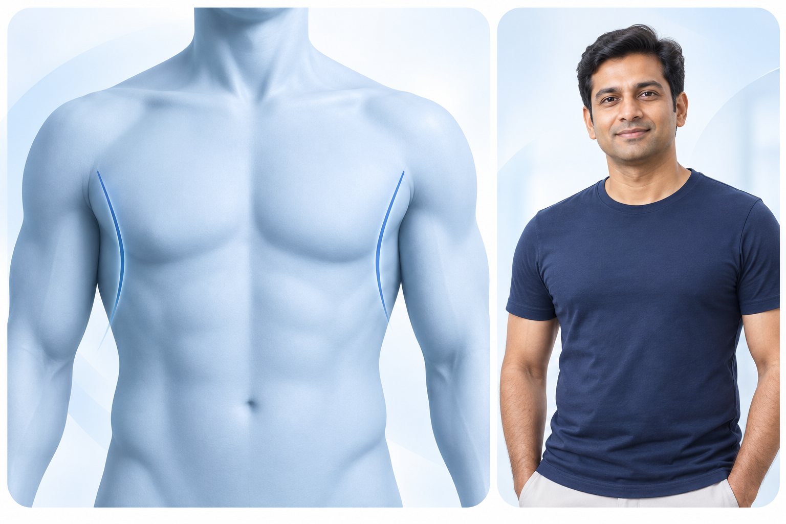 Medical illustration representing gynecomastia surgery results